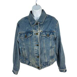Liz Claiborne Womens Blue Denim Jacket Size S Casual Relaxed Fit 100% Cotton